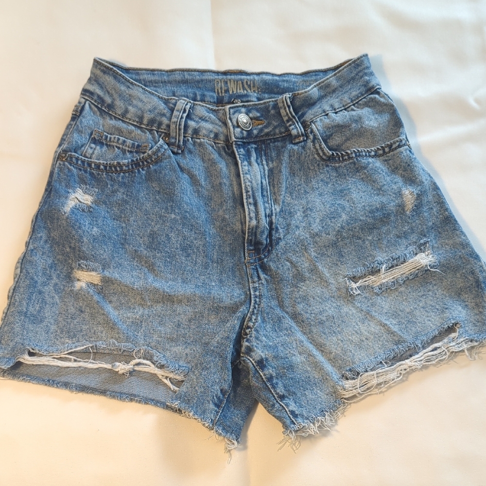 Rewash Blue Jean Shorts Distressed Cut-Off Style
